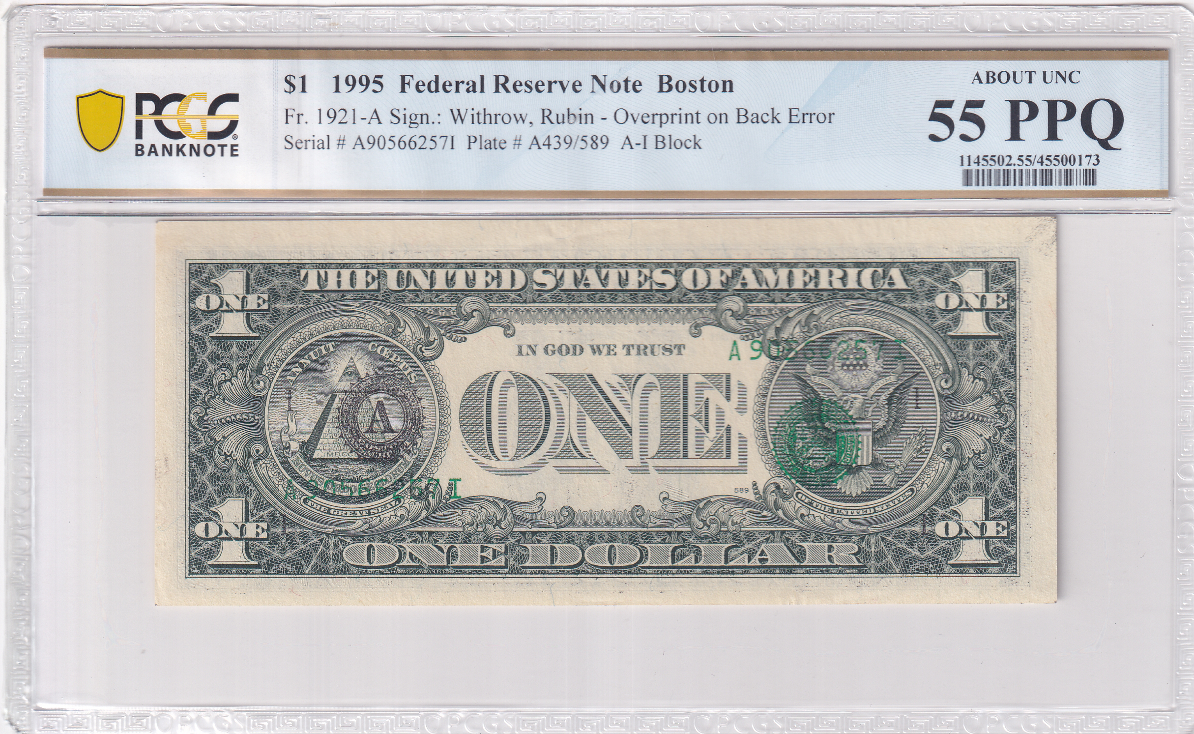 PCGS Certificate Verification Banknote Details for Cert #45500173
