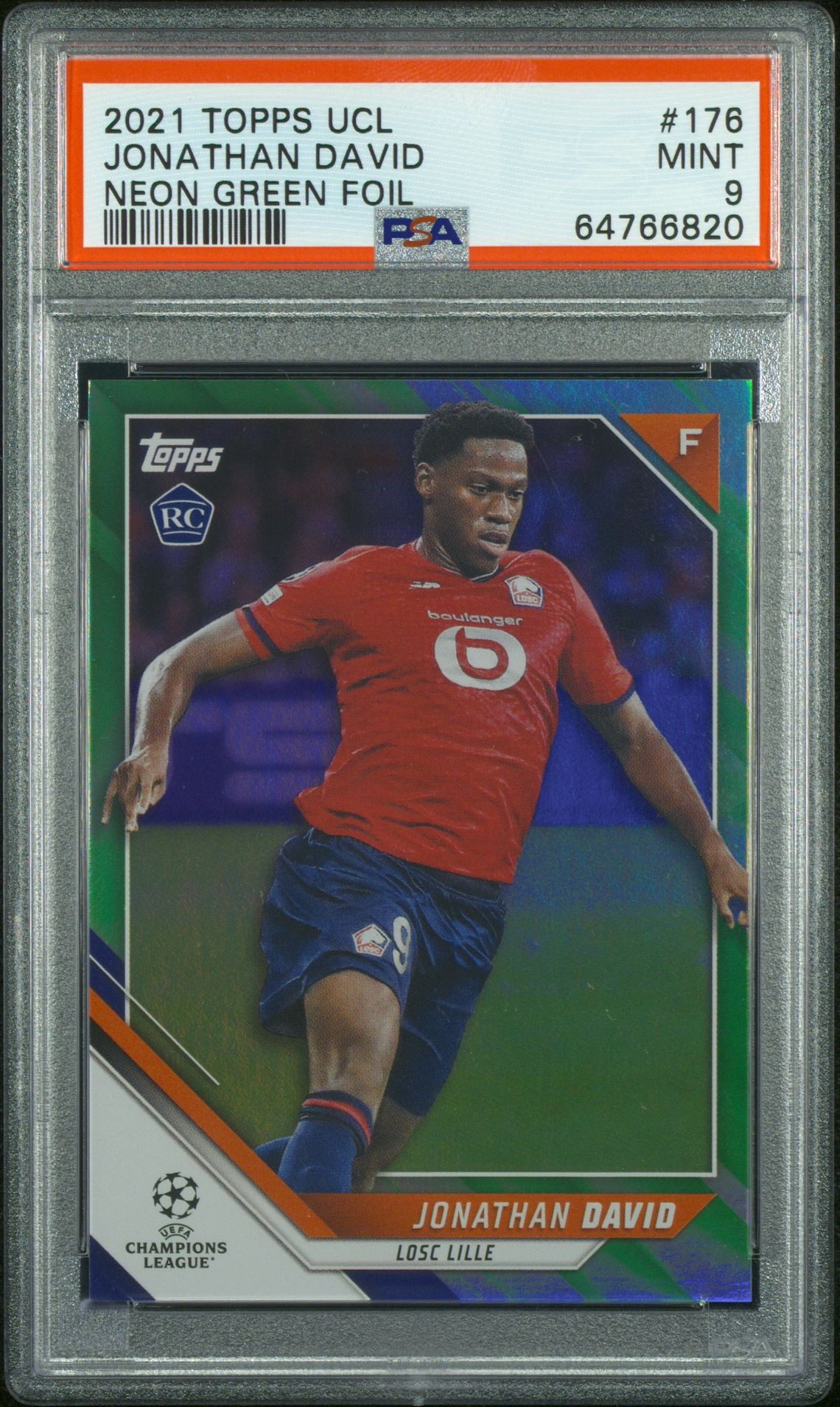 2021-2022 Topps TOPPS UEFA CHAMPIONS LEAGUE NEON GREEN FOIL #176 Jonathan David front