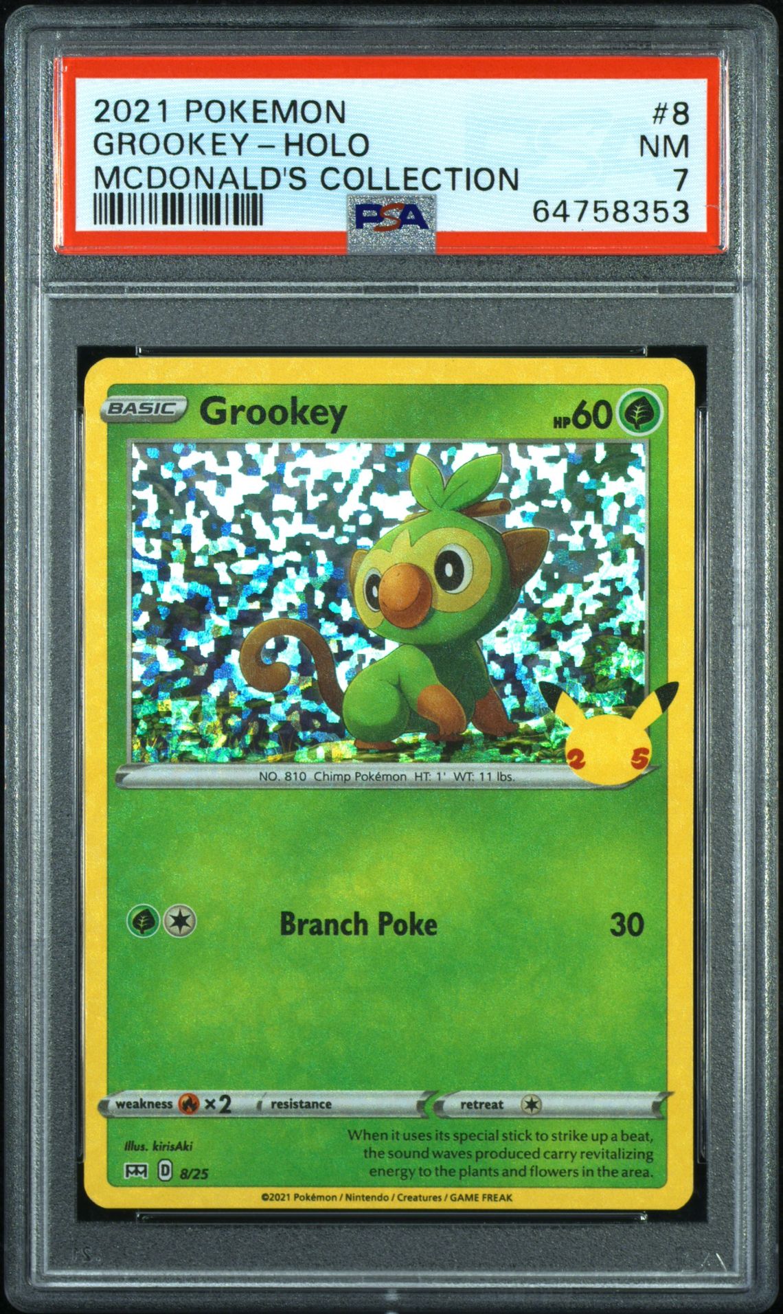 2021 Pokemon POKEMON MCDONALD'S COLLECTION #8 Grookey-Holo front