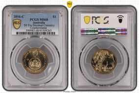 2016-C $1 50 Yrs Decimal Currency Canberra Counterstamp MS68