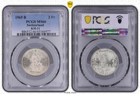 1965 B 2 Fr KM-21  Ag MS66