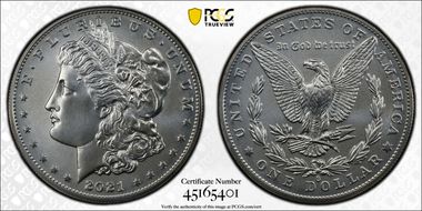 2021-O Privy $1 Morgan Dollar 100th Anniversary MS70