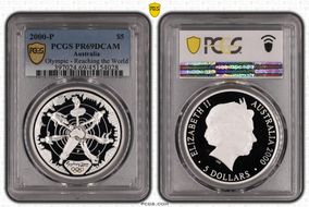 2000-P $5 Olympic - Reaching the World PR69DCAM