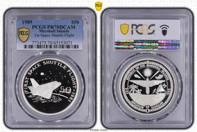 1989 $50 1st Space Shuttle Flight PR70DCAM