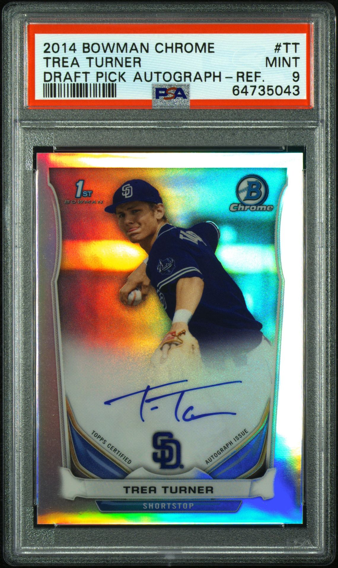2014 Bowman BOWMAN CHROME DRAFT PICK AUTOGRAPH Refractor #TT Trea Turner front