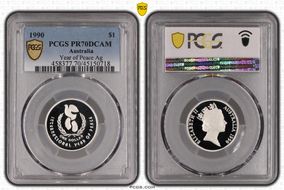 1990 $1 Year of Peace Ag PR70DCAM