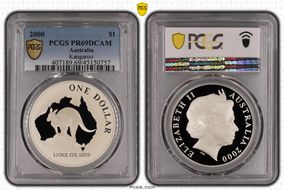 2000 $1 Kangaroo Ag PR69DCAM