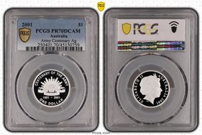 2001 $1 Army Centenary KM-530a Ag PR70DCAM