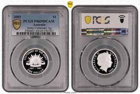 2001 $1 Army Centenary Ag PR69DCAM