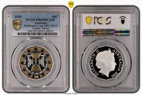 2010 50C Melbourne Cup 1861-2010 Trophy Silver PR69DCAM
