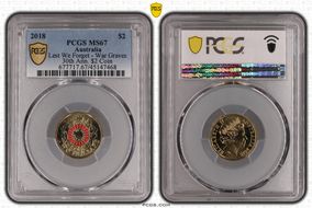 2018 $2 Lest We Forget - War Graves 30th Ann. $2 Coin Colorized MS67