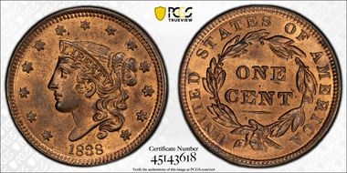 1838 1C N-4 MS65RB