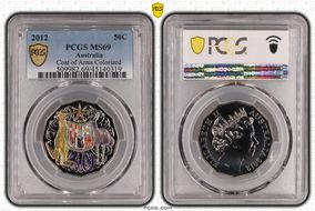 2012 50C Coat of Arms Colorized MS69