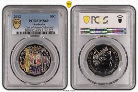 2012 50C Coat of Arms Colorized MS69