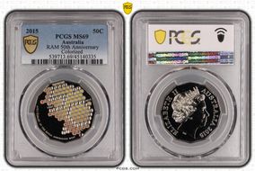 2015 50C RAM 50th Anniversary Colorized MS69