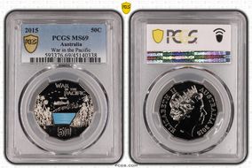 2015 50C War in the Pacific Colorized MS69