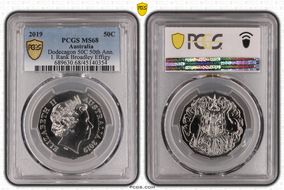 2019 50C Dodecagon 50C 50th Ann. I. Rank Broadley Effigy MS68