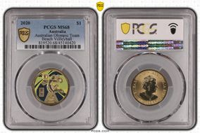 2020 $1 Australian Olympic Team Beach Volleyball Colorized MS68