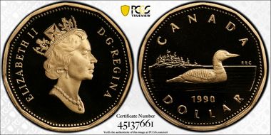 1990 $1 Loon PR70DCAM