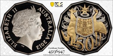 2012 50C Coat of Arms Selective Gilt PR69DCAM