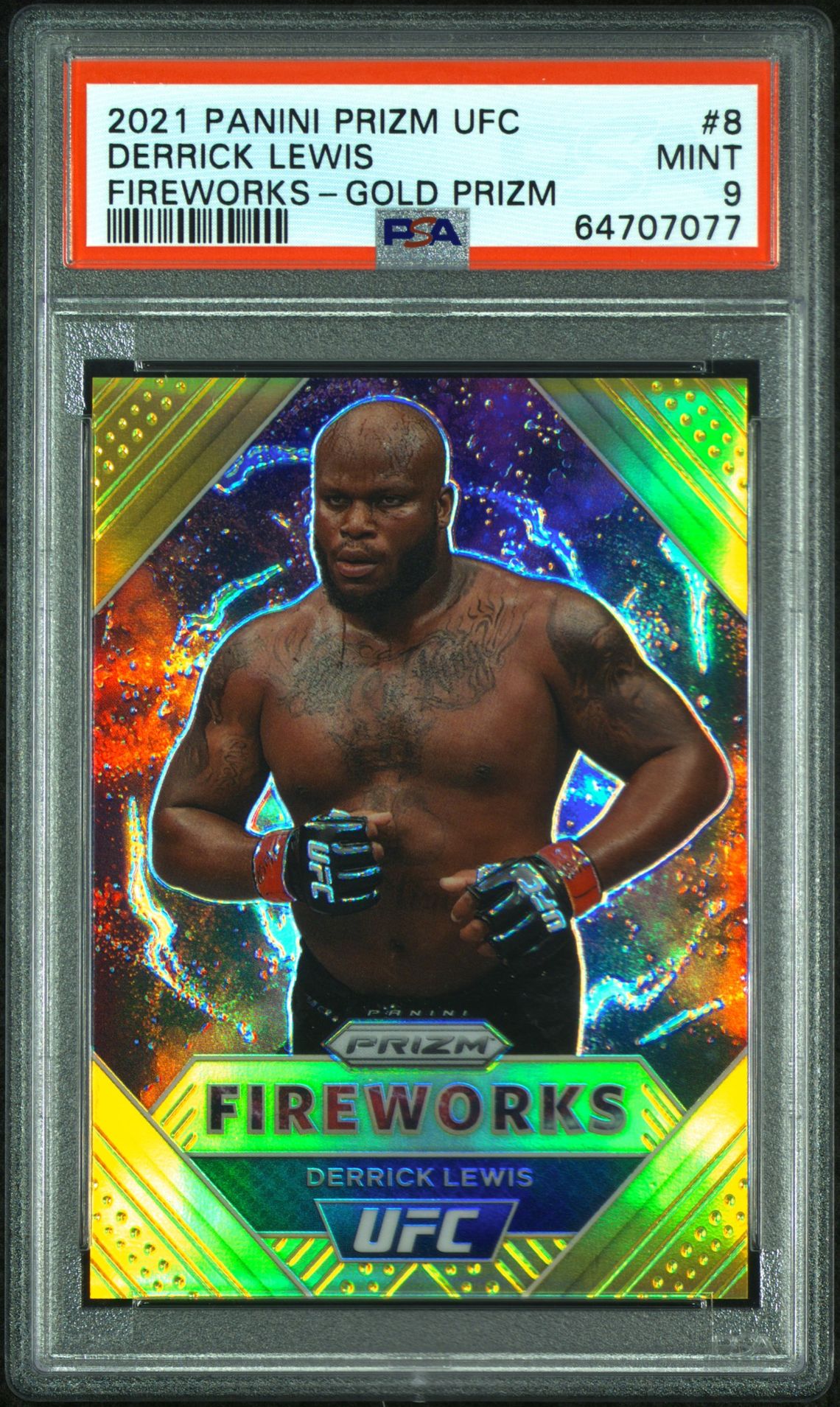 2021 Panini PANINI PRIZM UFC FIREWORKS GOLD PRIZM #8 Derrick Lewis front