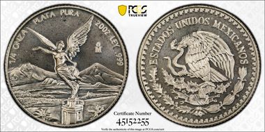 2002-Mo 1/4 oz Libertad Ag MS67