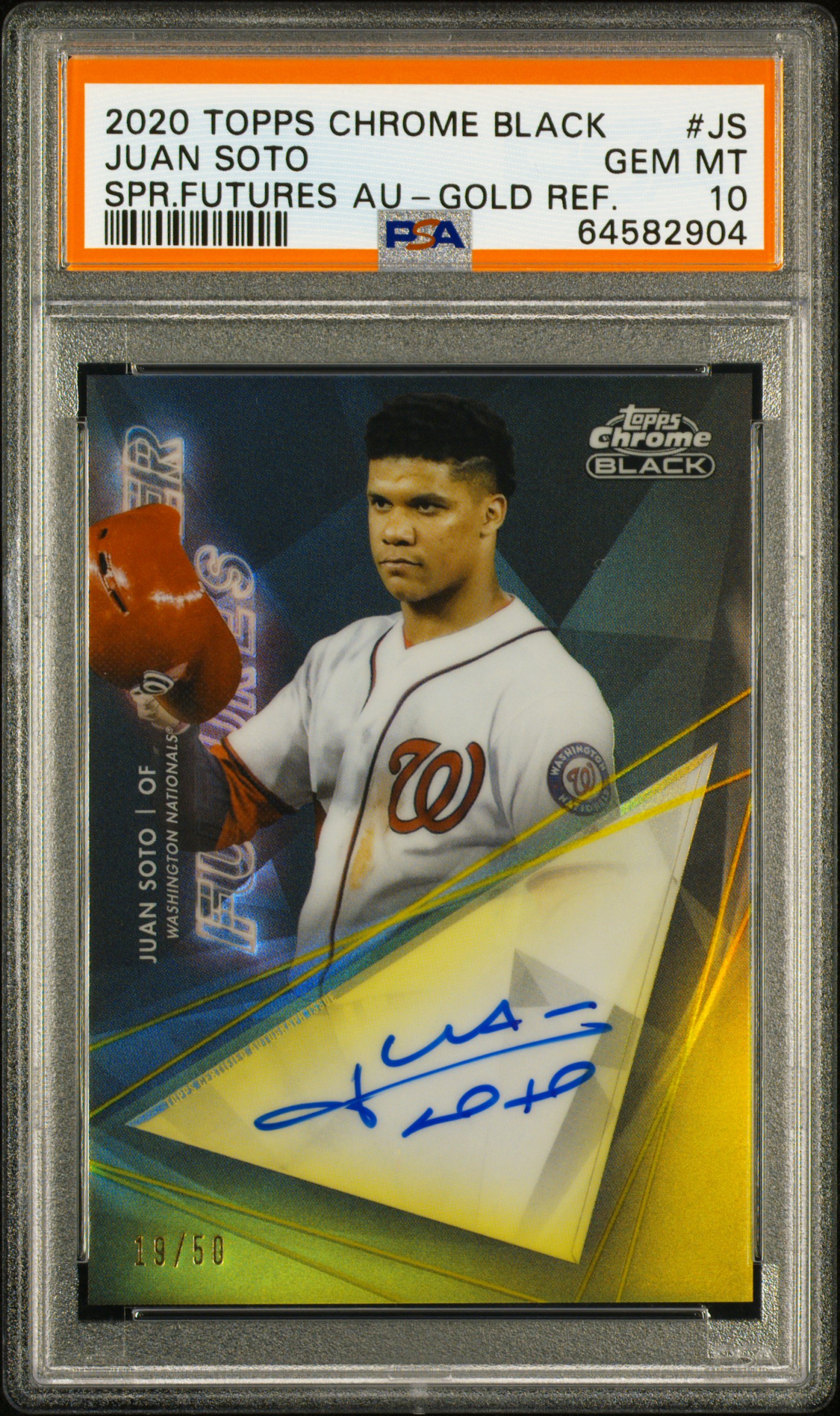 2020 Topps Chrome Black Super Futures Autographs Juan Soto Gold Refractor #JS PSA 10