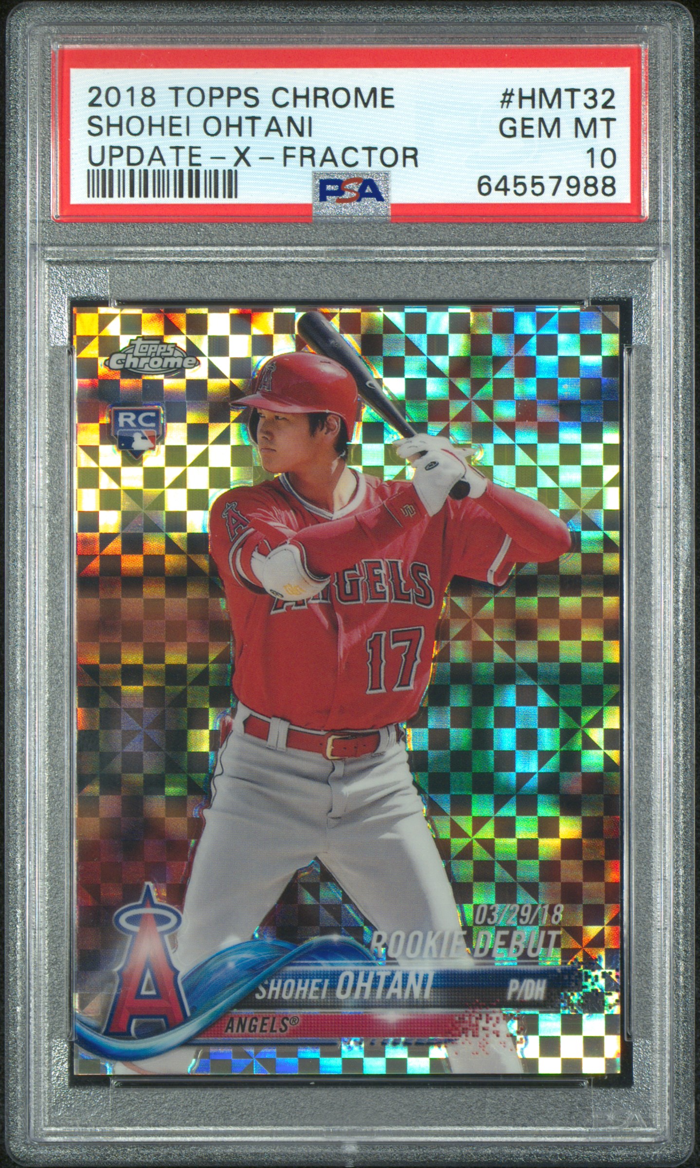 2018 TOPPS CHROME UPDATE UPDATE-X-FRACTOR SHOHEI OHTANI /99 PSA 10 