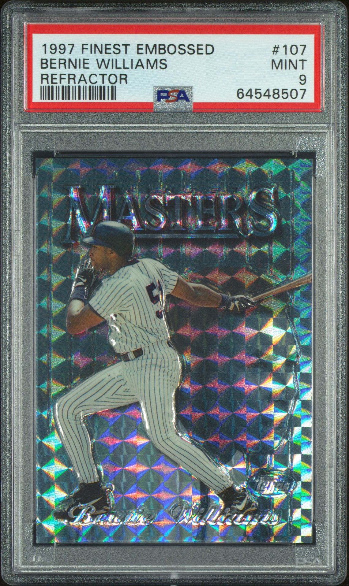 1997 Topps FINEST EMBOSSED REFRACTOR #107 Bernie Williams front