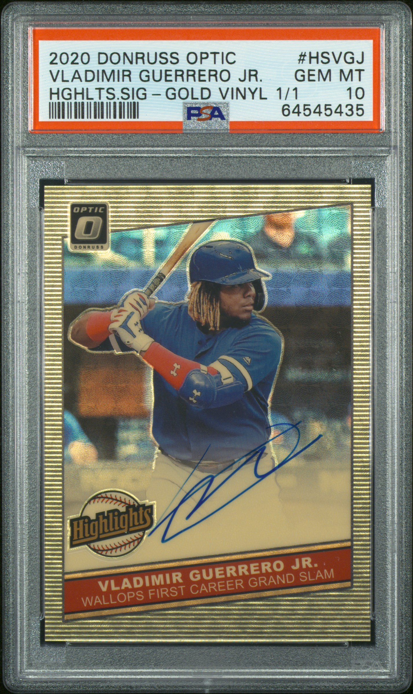 Vladimir Guerrero Jr. 2020 Panini Donruss Optic Highlights Signatures