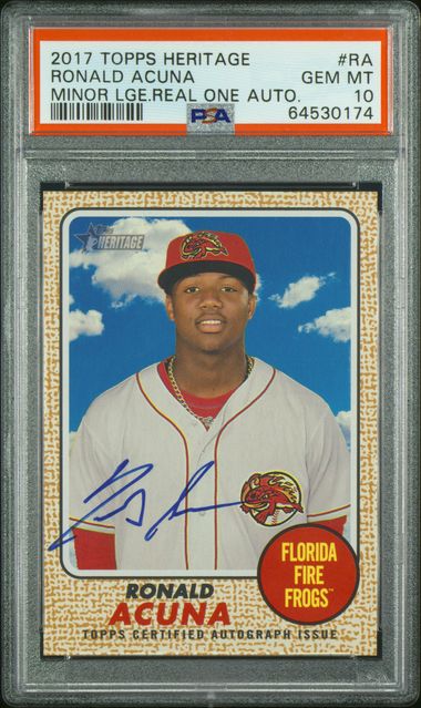 2017 Bowman TOPPS HERITAGE MINOR LEAGUE REAL ONE AUTOGRAPHS MINOR LGE.REAL ONE AUTO. #RA Ronald Acuna front