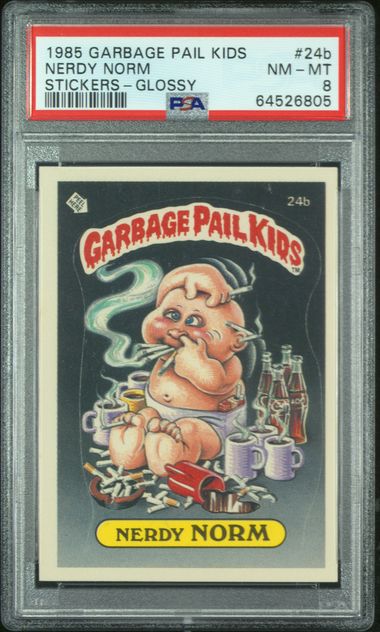 1985 Garbage Pail Kids Garbage Pail Kids Series 1 Stickers-Glossy #24B Nerdy Norm front