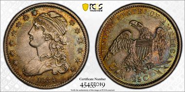 1834 25C AU50