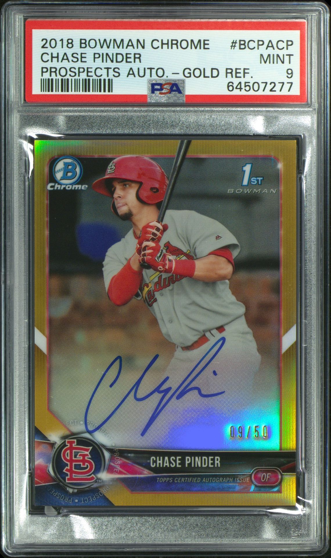 2018 Bowman BOWMAN CHROME PROSPECTS AUTOGRAPHS PROSPECTS AUTO.-GOLD REF. #BCPACP Chase Pinder front