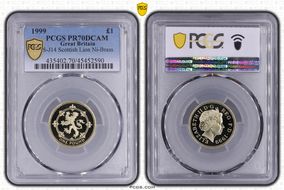 1999 £1 S-J14 Scottish Lion Ni-Brass PR70DCAM