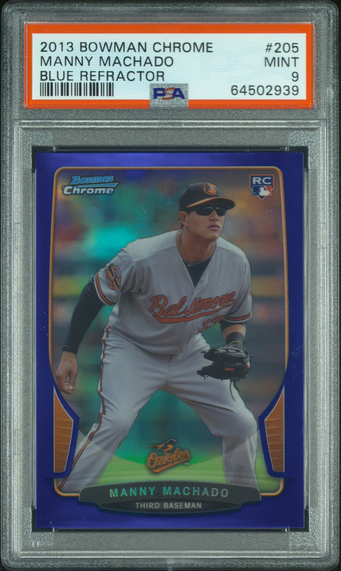 2013 Bowman BOWMAN CHROME BLUE REFRACTOR #205 Manny Machado front