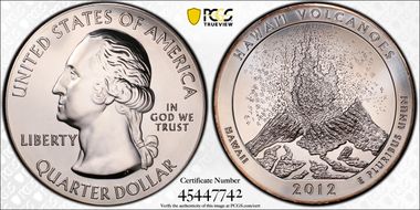 2012 25C Hawaii Volcanoes NP 5 oz Silver MS69