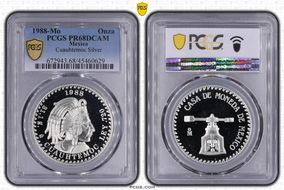 1988-Mo Onza Cuauhtemoc Silver PR68DCAM