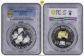 2011 10 Leva Khan Krum Select Gilt Ag PR68DCAM
