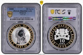 2008 10 Leva Sevt III Select Gilt Ag PR69DCAM