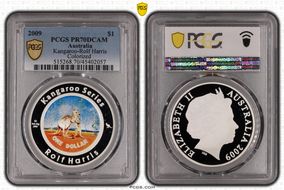 2009 $1 Kangaroo Ag-Rolf Harris Colorized PR70DCAM