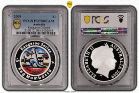 2009 $1 Kangaroo Ag-Reg Mombassa Colorized PR70DCAM