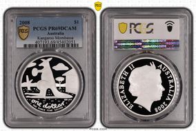 2008 $1 Kangaroo - Reg Mombassa Ag PR69DCAM