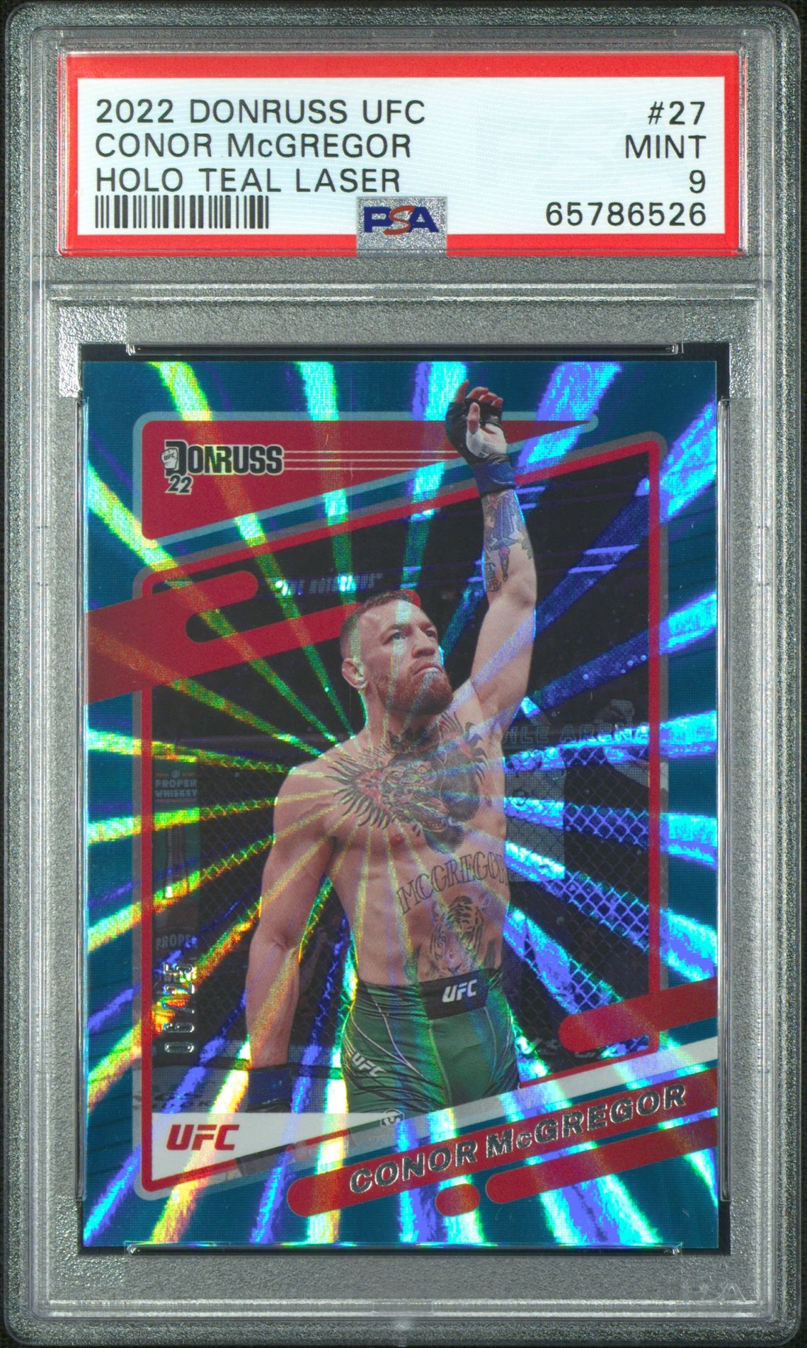 2022 Donruss PANINI DONRUSS UFC HOLO TEAL LASER #27 Conor Mcgregor front