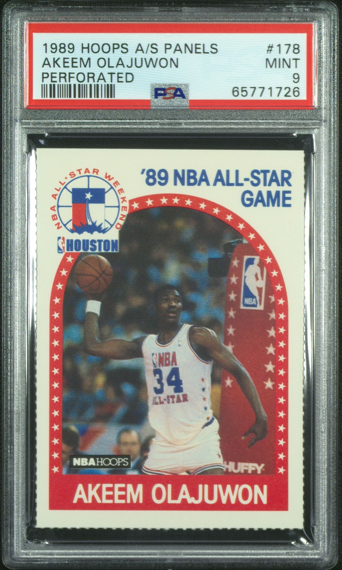 1989 Hoops HOOPS ALL-STAR PANELS PERFORATED #178 Akeem Olajuwon front