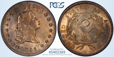 1795 $1 Flowing Hair, BB-27 AU58