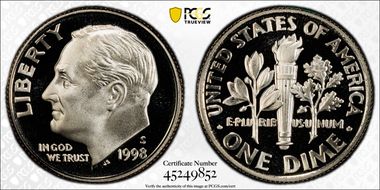 1998-S 10C PR70DCAM
