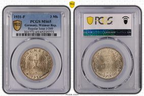 1931-F 3 Mk Regular Issue J-349 MS65