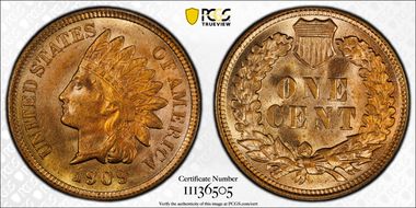 1909 1C Indian MS65RD
