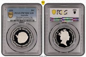 1991 50C Decimal Currency Ag PR70DCAM